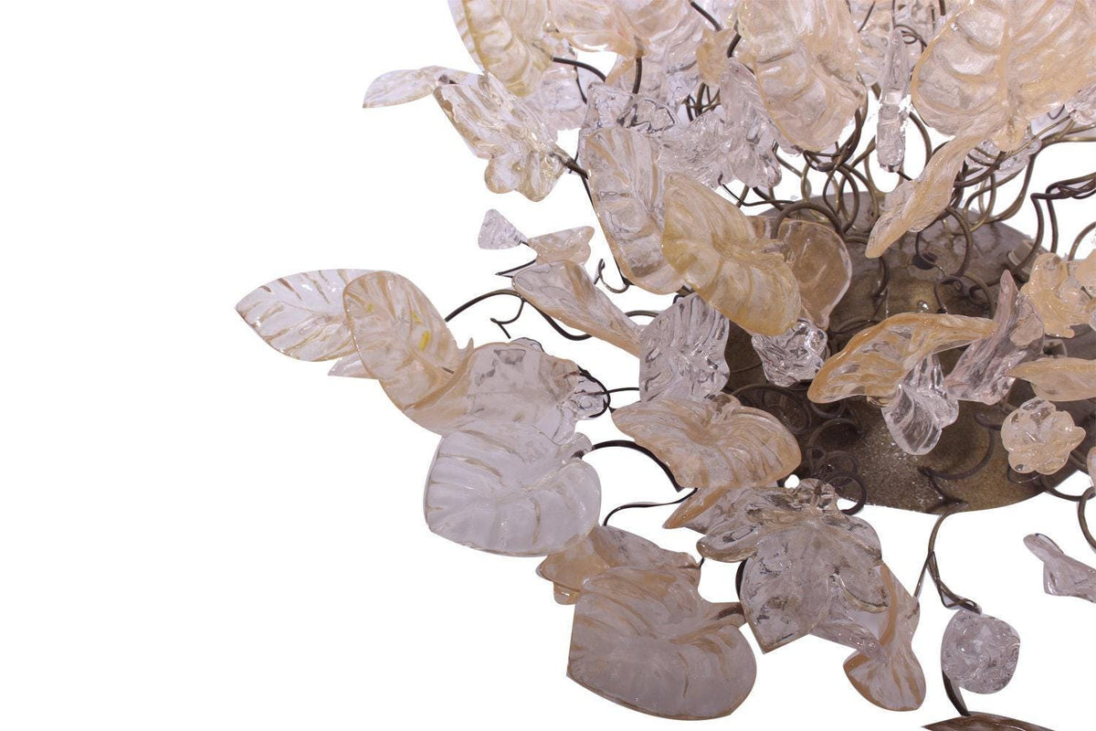 Bronze Sconce With Whimsical Resin Leaves In White & Gold