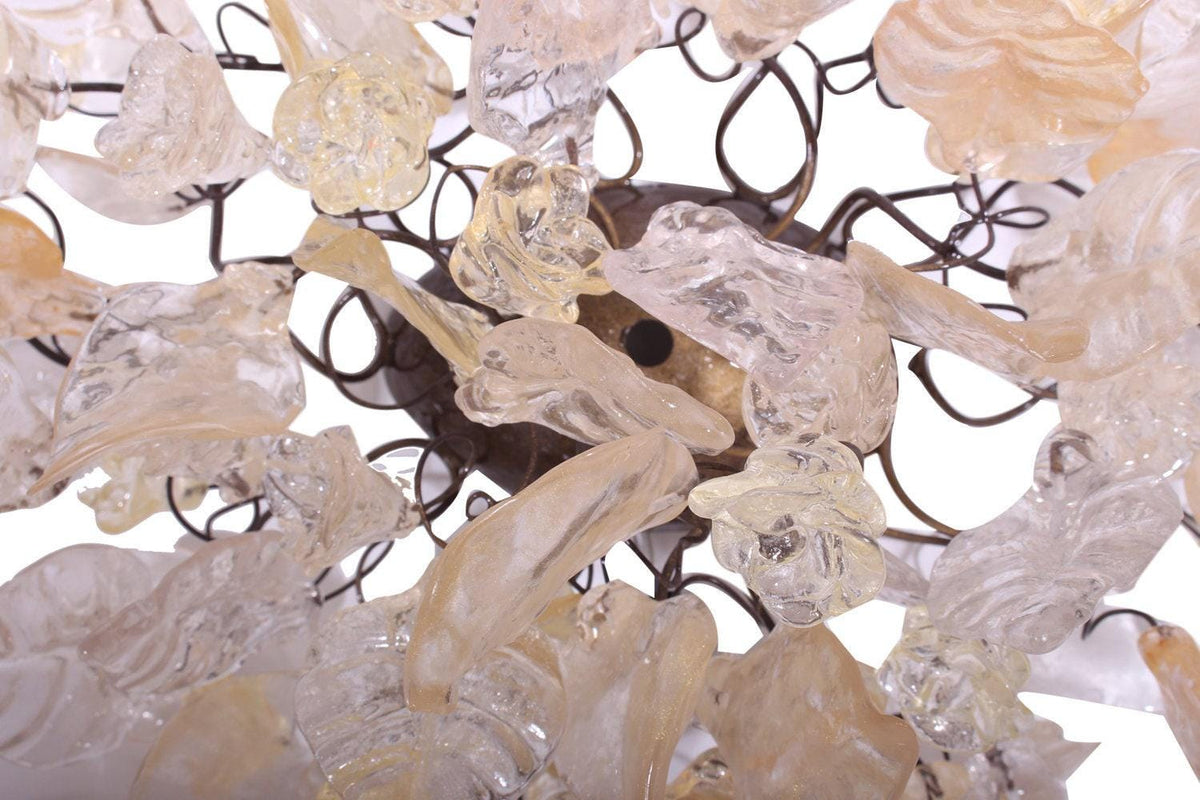 Bronze Sconce With Whimsical Resin Leaves In White & Gold