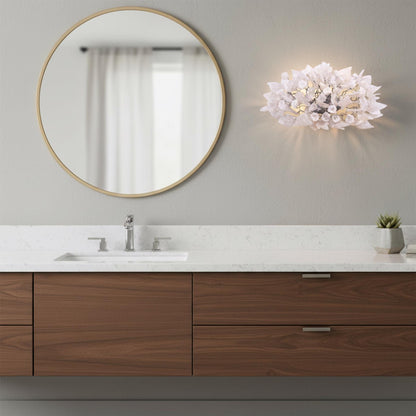 Silver Sconce With Whimsical Resin Leaves In clear and white color.