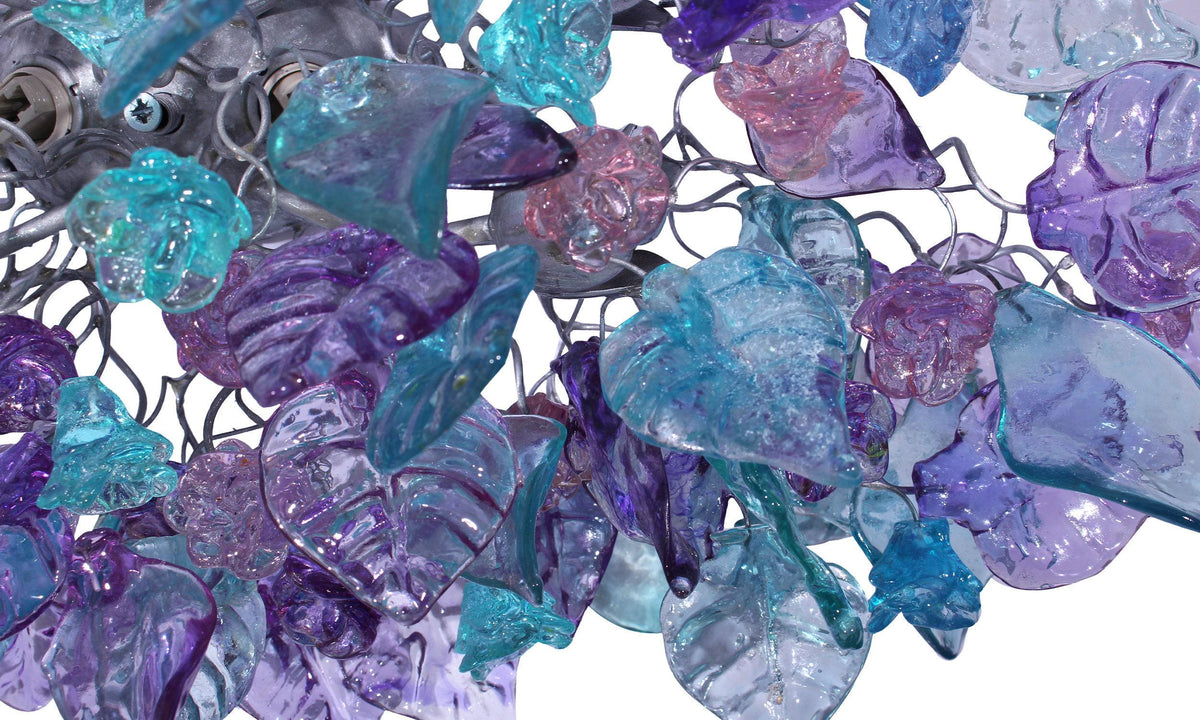 Modern Wall Sconce light with teal and lavender color flowers and leaves for hall living room, toilet