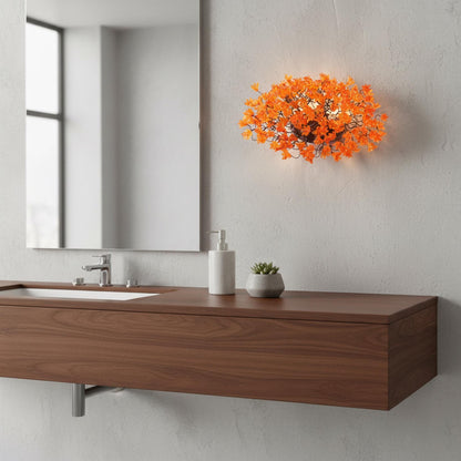 Modern Bronze Metal Wall Sconce: Orange Resin Flowers Hall Living Room Lighting