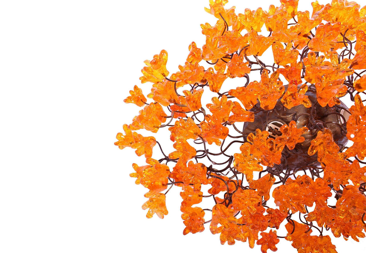 Modern Bronze Metal Wall Sconce: Orange Resin Flowers Hall Living Room Lighting
