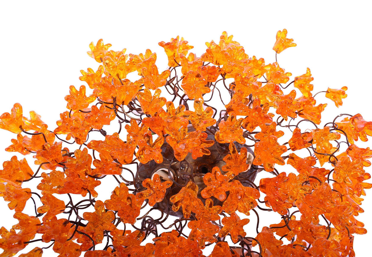 Modern Bronze Metal Wall Sconce: Orange Resin Flowers Hall Living Room Lighting