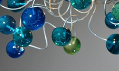 Modern Ceiling Light Fixture: Blue Green Resin Bubble Chandelier