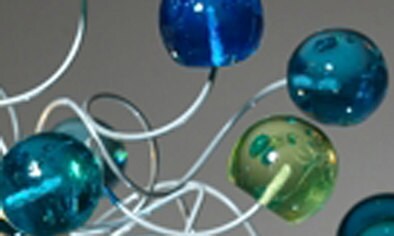 Modern Ceiling Light Fixture: Blue Green Resin Bubble Chandelier