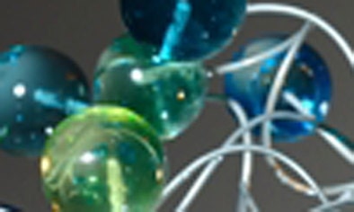 Modern Ceiling Light Fixture: Blue Green Resin Bubble Chandelier