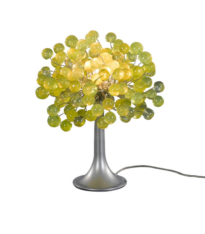 Yellow Table lamp, bedside lamp with lemon green bubbles with metal wires, small table lamp, lemon lime bubbles lighter.
