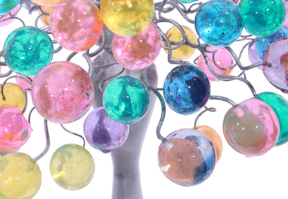 modern bedside lamp with pastel bubbles, unique table lamp, colorful bubbles light for desk or bedside table.