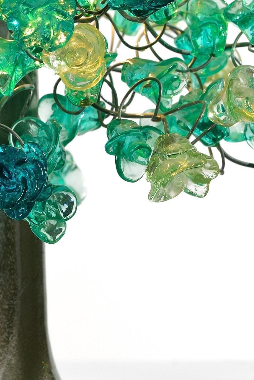 Turquoise flowers Table lamps, modern bedside lamp for living room, bedroom - Gift Idea.