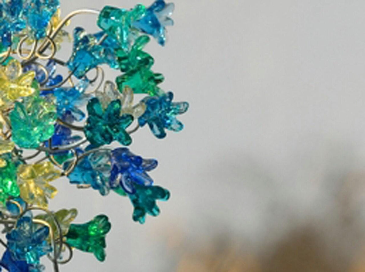 Table lamp, desk lamp with sea color flowers for bedside table, living room or children room, modern table lamp to your office.