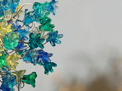 Table lamp, desk lamp with sea color flowers for bedside table, living room or children room, modern table lamp to your office.