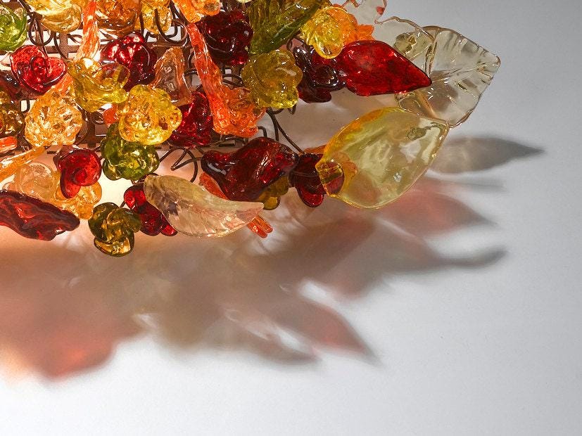 Wall lighting - wall Sconce up and down lighting with Warm colors of flowers and leaves, up and down light a unique sconce light