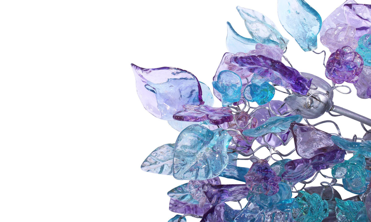Modern Wall Sconce light with teal and lavender color flowers and leaves for hall living room, toilet