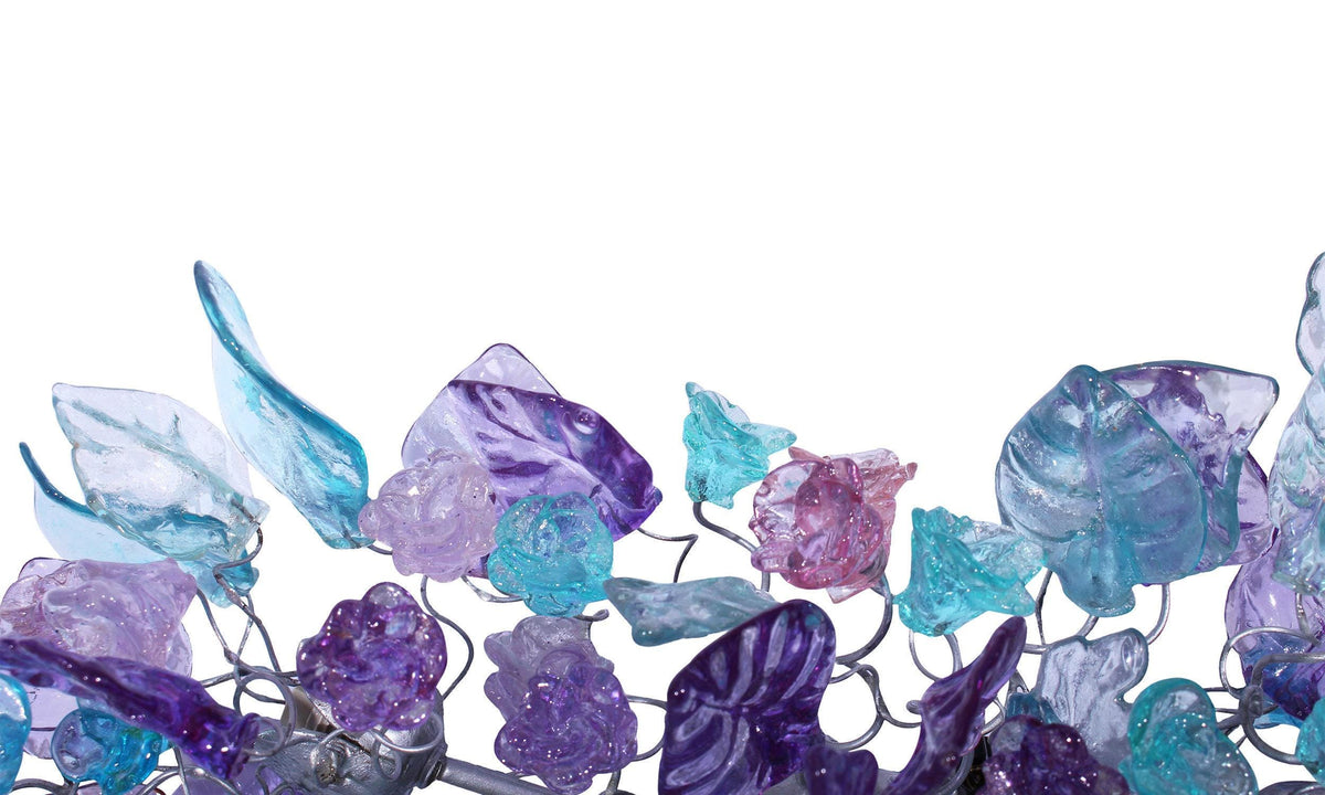 Modern Wall Sconce light with teal and lavender color flowers and leaves for hall living room, toilet
