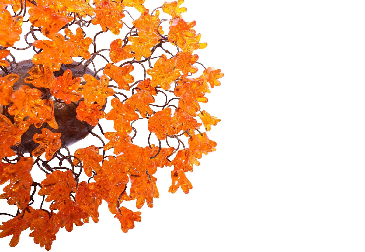 Modern Bronze Metal Wall Sconce: Orange Resin Flowers Hall Living Room Lighting