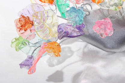 Wall lighting with Pastel color leaves and flowers -unique wall sconce with pastel flowers and leaves for hall, bathroom, bedroom.
