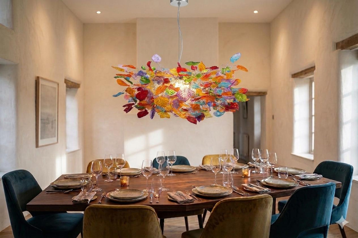 Hanging chandeliers - Light Fixtures Colorful flowers & leaves for Dining Room or living room.