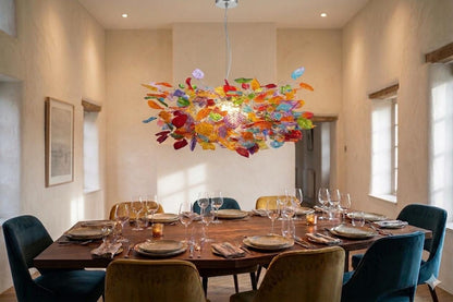 Big Hanging chandeliers with Colorful flowers and leaves
