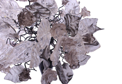 Elegant bedside table lamp, with gray and clear flowers and leaves Decoration handmade Light