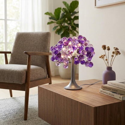 Purple Bedside Table Lamp, modern table lamp with purple color bubbles, unique table lamp.