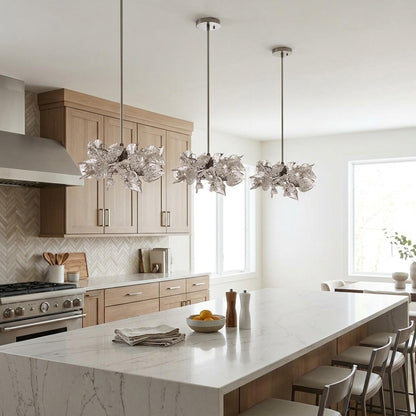 Pendant ceiling lighting, Pendant light with Clear flowers and leaves, pendant for Kitchen Island,Dining Room .