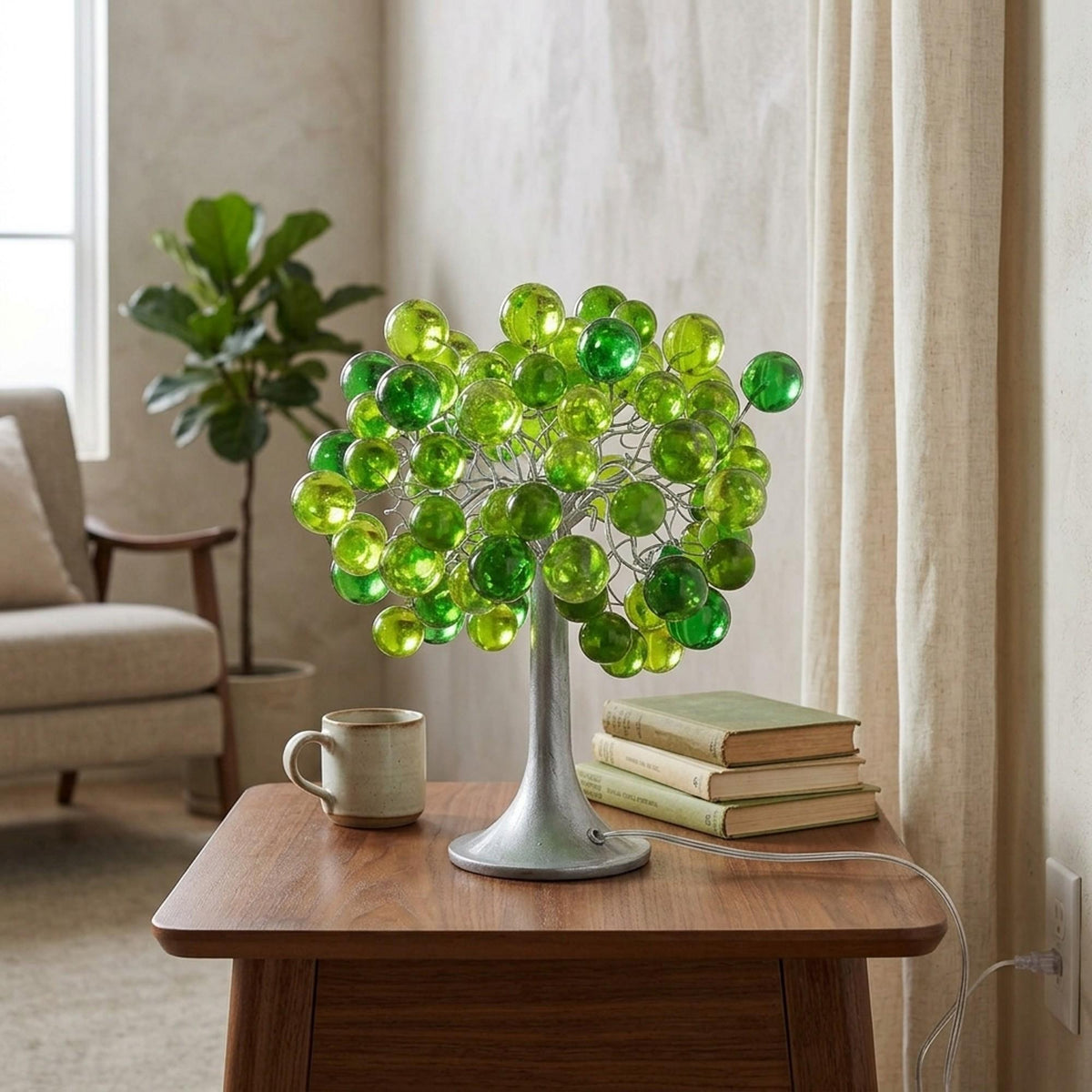 Bedside table Lamp, modern table lamp with green color bubbles, unique table lamp.