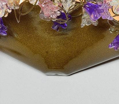 Handmade Resin Flower Wall Sconce: Gray & Purple Whimsical Lighting