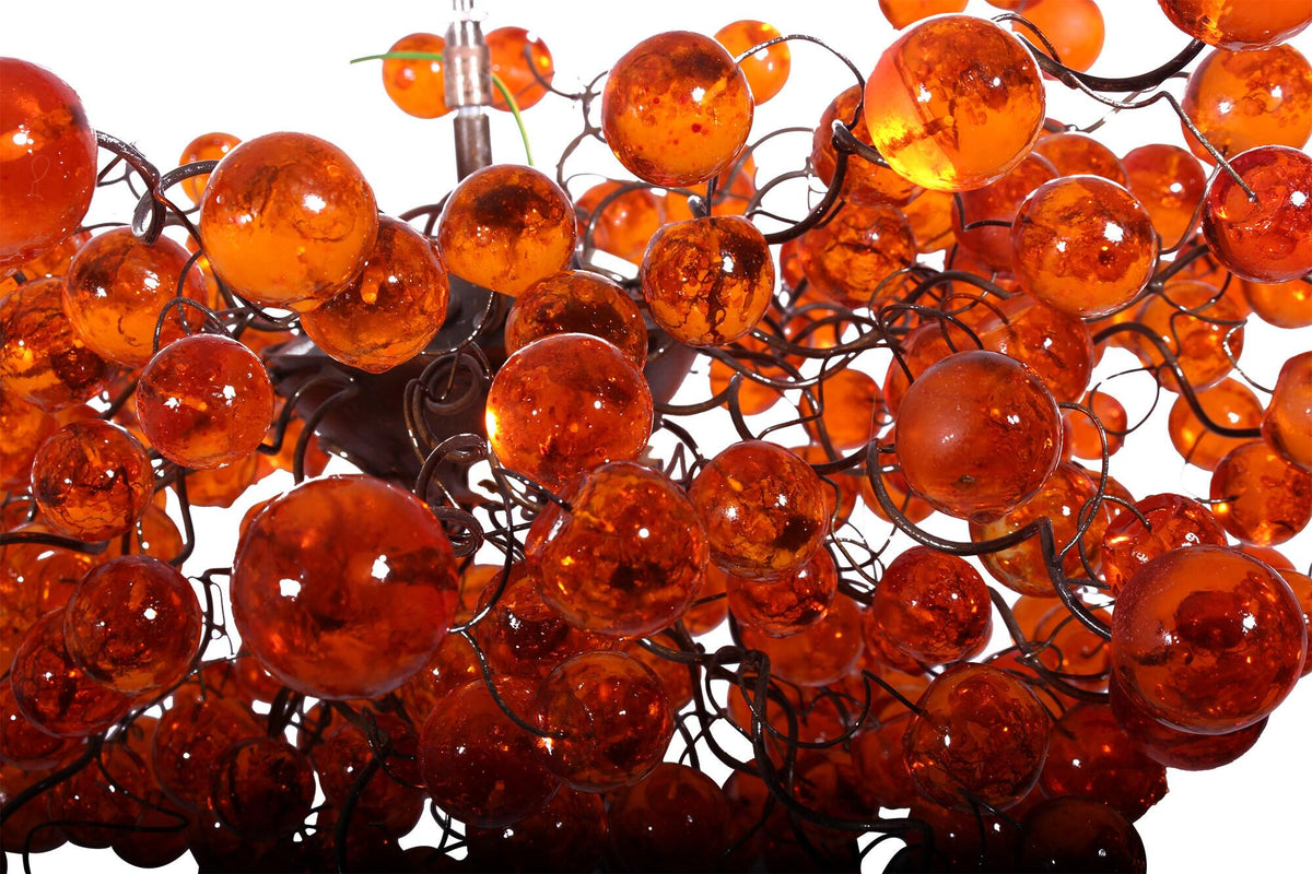 Orange Bubble Chandelier: Large 30" Globe Light Fixture for Dining Room