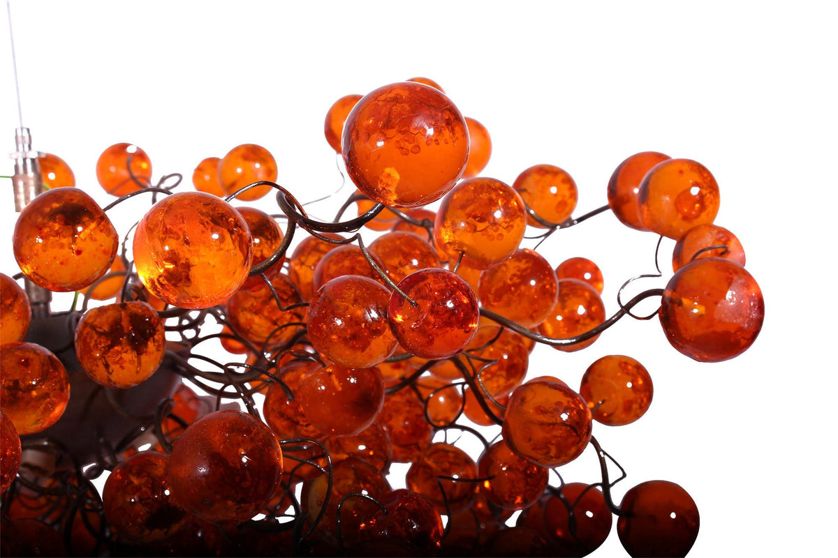 Orange Bubble Chandelier: Large 30" Globe Light Fixture for Dining Room