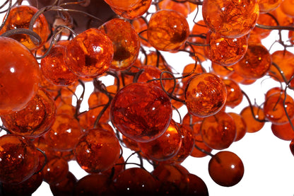 Orange Bubble Chandelier: Large 30" Globe Light Fixture for Dining Room