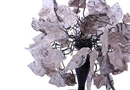 Elegant bedside table lamp, with gray and clear flowers and leaves Decoration handmade Light