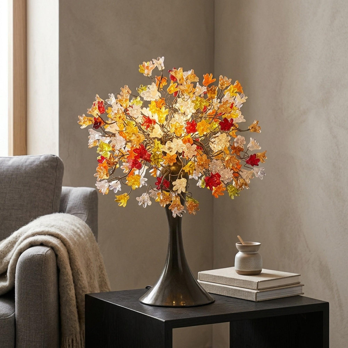 Bedside Lamp, Table lamp with warm color flowers, modern table lamp with metal wires, desk lamp for your bedroom, living room