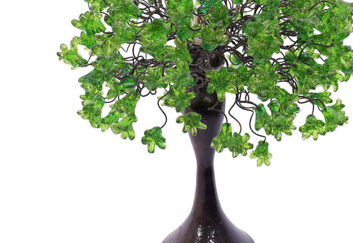 Bedside Lamp, modern Table lamp with green flowers, for your bedroom, living room
