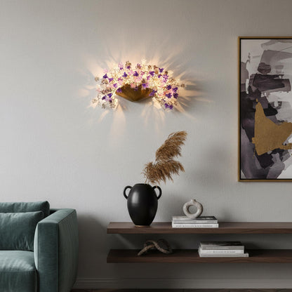 Handmade Resin Flower Wall Sconce: Gray & Purple Whimsical Lighting