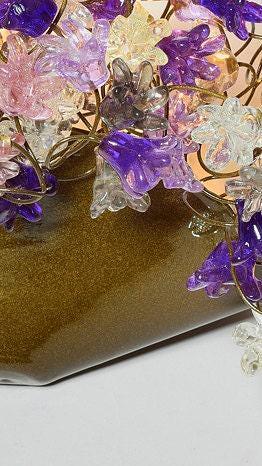 Handmade Resin Flower Wall Sconce: Gray & Purple Whimsical Lighting