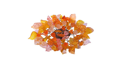 Bronze Wall Sconce: Orange, Pink, Yellow Resin Leaf Flush Mount Lighting