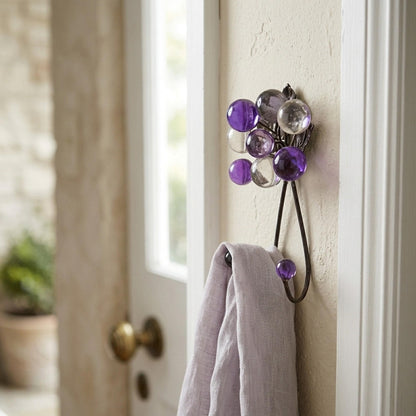 Purple Hook, Decorative Wall Hook with purple and gray resin bubbles, wall hanger.