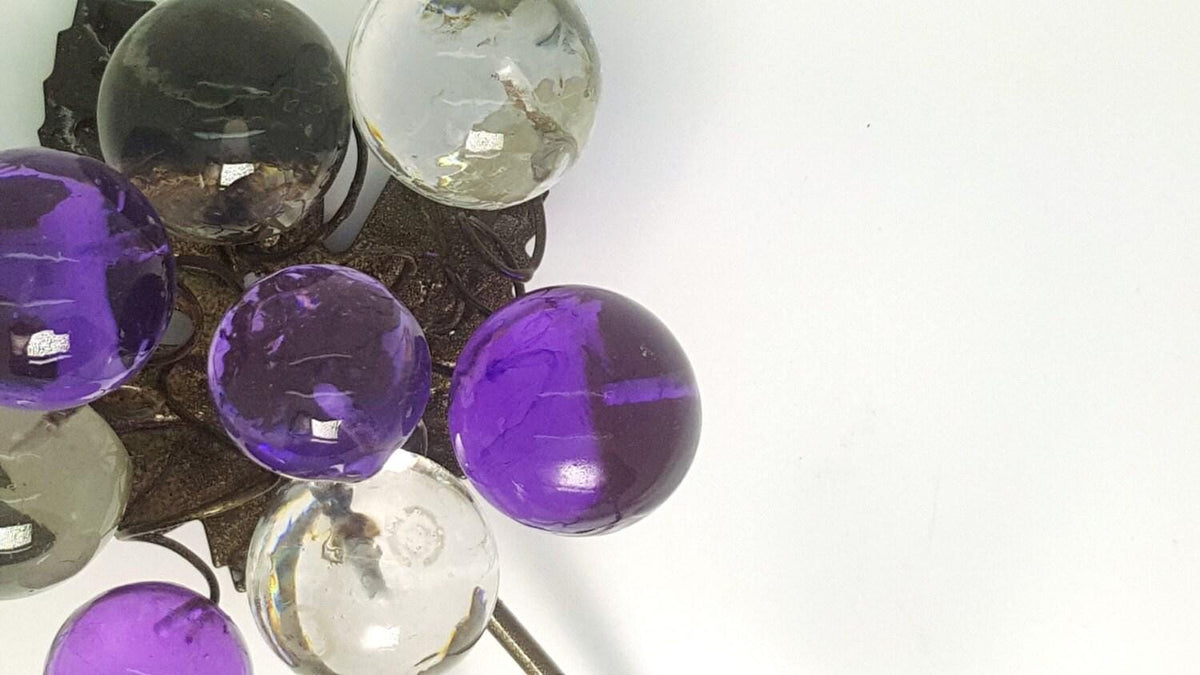Purple Hook, Decorative Wall Hook with purple and gray resin bubbles, wall hanger.