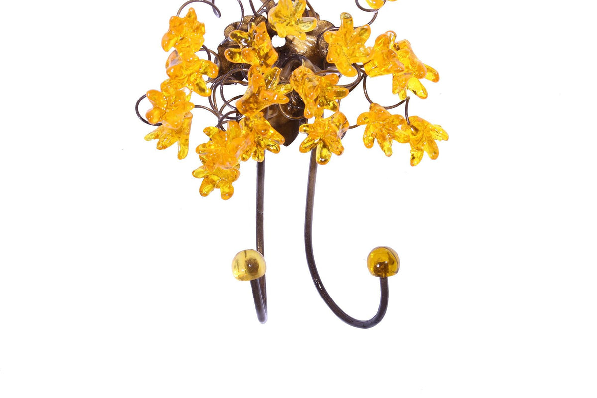 Wall Hook with yellow resin flowers decorative wall hanger for towel, cloths keys.
