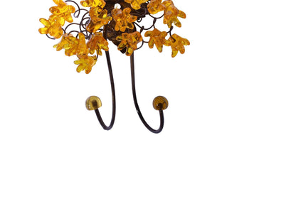 Wall Hook with yellow resin flowers decorative wall hanger for towel, cloths keys.