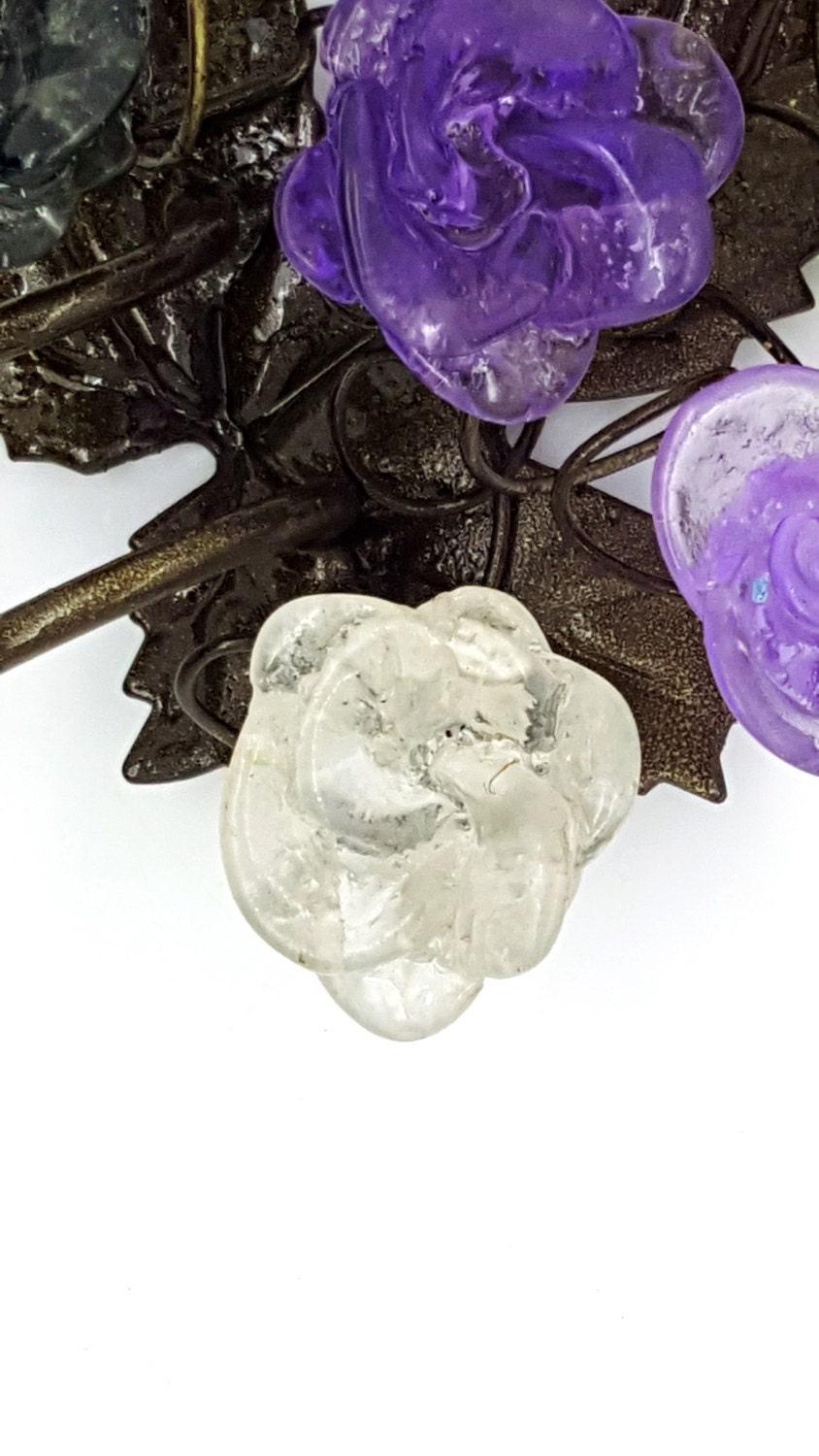 Decorative Hooks, towel hook with Gray and Purple resin flowers, decorative wall hanger.