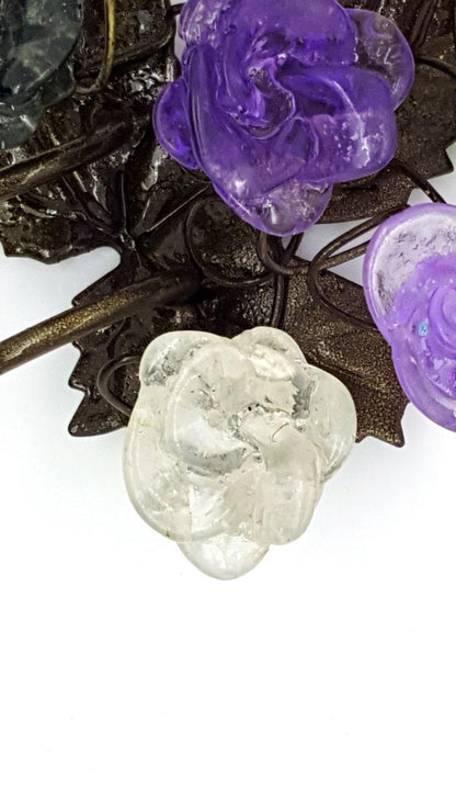 Decorative Hooks, towel hook with Gray and Purple resin flowers, decorative wall hanger.