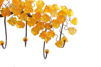 Resin Flower Metal Wall Hooks: Decorative Coat Rack Hanger 20/10 Inch