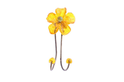 Wall Hook with yellow resin flower, decorative wall hanger.