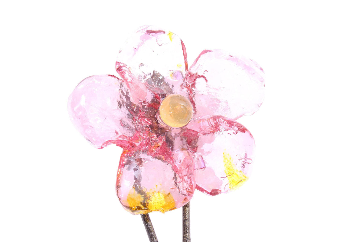 Wall Hook with pink resin flower, decorative wall hanger.