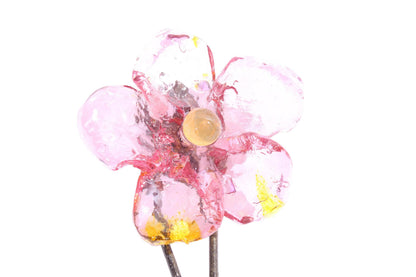 Wall Hook with pink resin flower, decorative wall hanger.