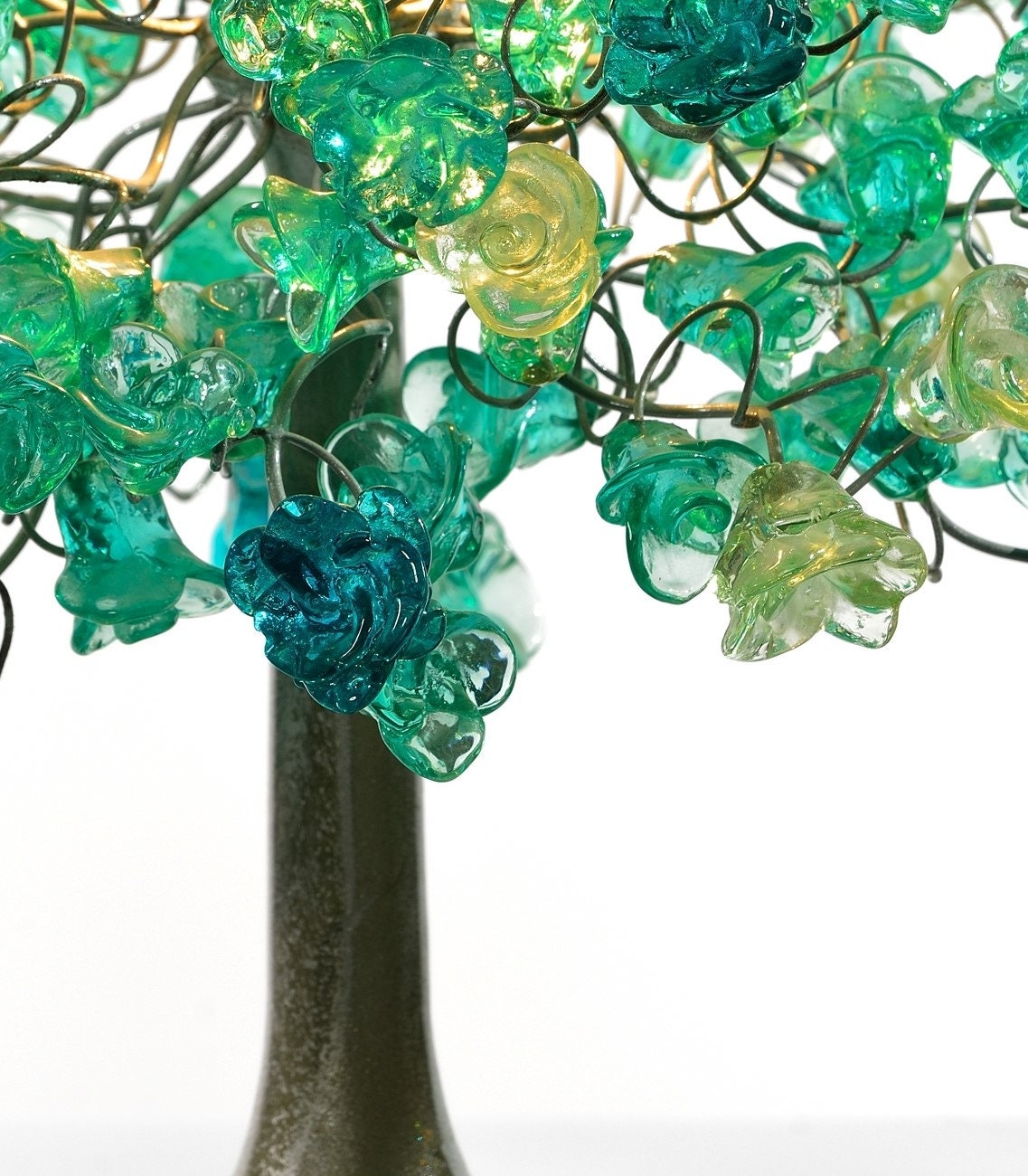 Turquoise flowers Table lamps, modern bedside lamp for living room, bedroom - Gift Idea.