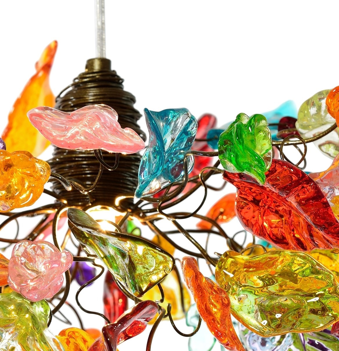 Floral Resin Ceiling Light: Multicolored Flower Pendant Lamp