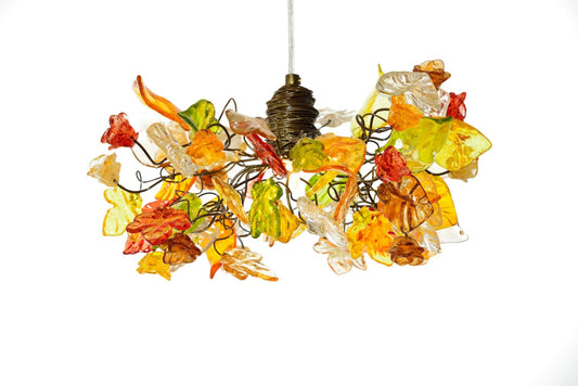 Ceiling Pendant Lighting, Island Lighting with Autumn color flowers and leaves