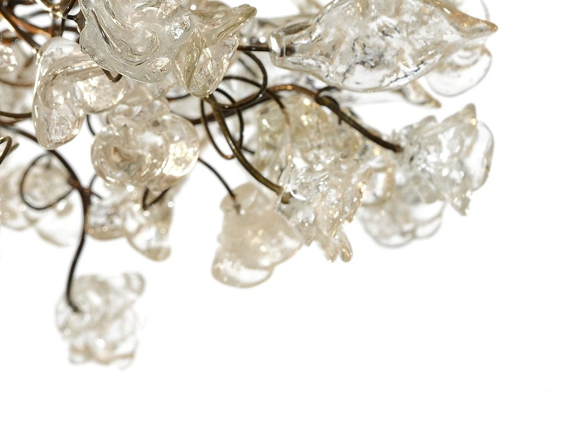 Clear Krystal Flower Pendant Light: Bronze Finish, Elegant Fixture